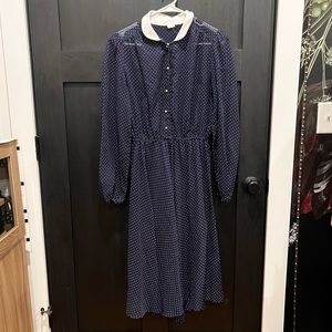 Vintage Sheer Navy Polkadot Dress